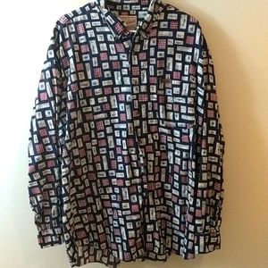 Woolrich Men's Button Down Shirt with Fishing Patterns